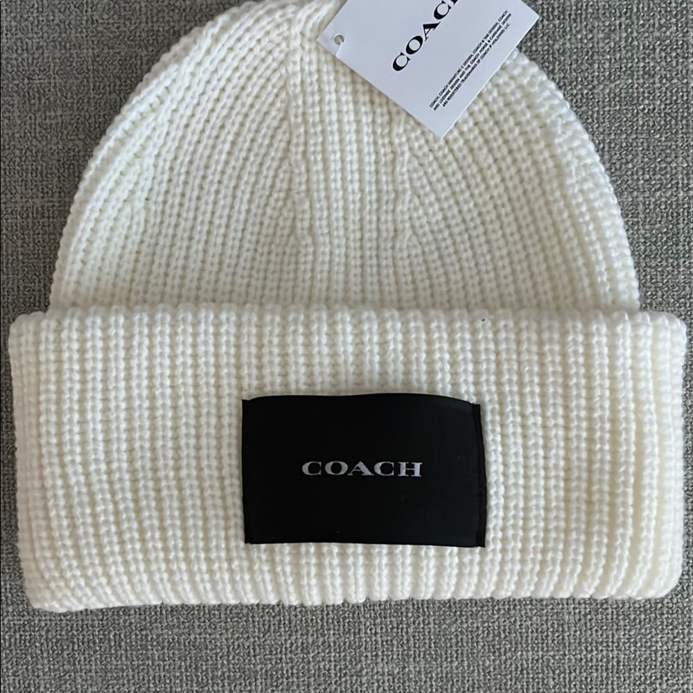 Coach White Knit Beanie - Picture 4 of 6